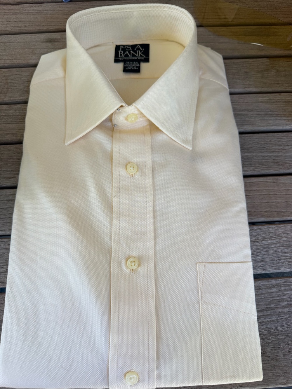 Jos A Bank Royal Oxford Ivory Cotton Dress Shirt 15.5 34